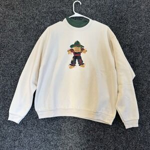 Vtg MC Energy Sportswear WomensHalloween Sweatshirt Sz L Scarecrow Embroidery